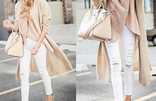 blush pink and white outfit