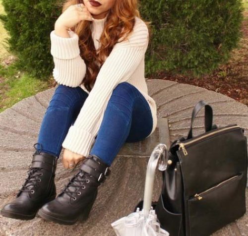 lace boots outfit