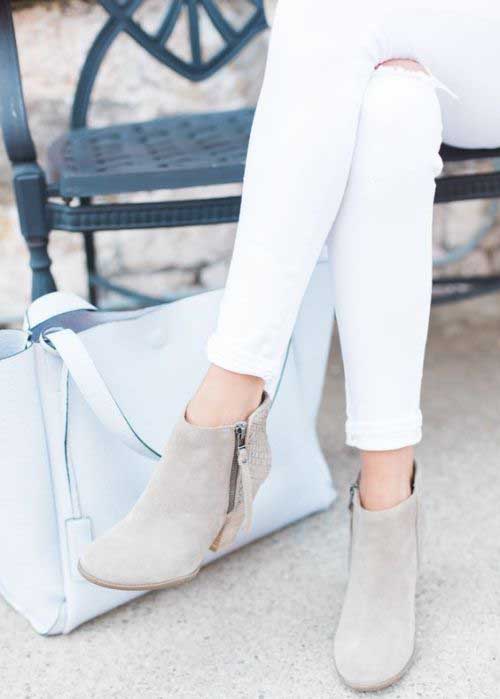 beige ankle boots outfit