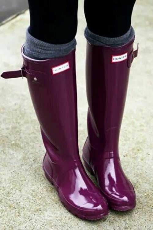 burgundy hunter rain boots