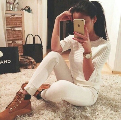 white timbs outfit