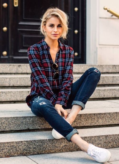 red flannel with jeans