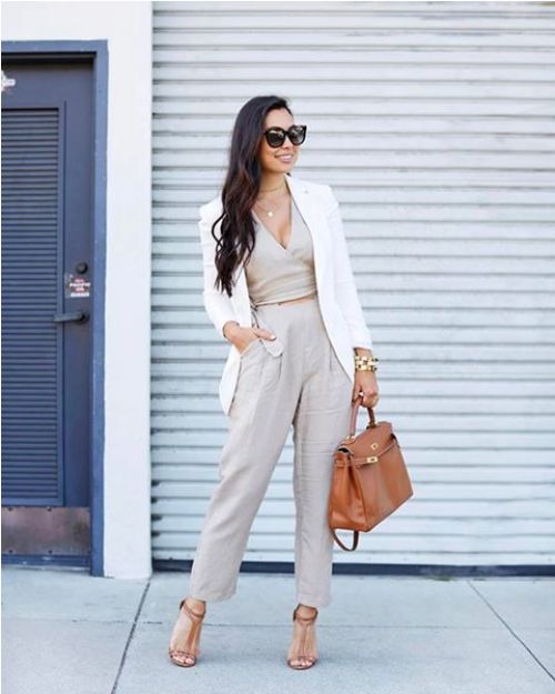 white blazer jumpsuit