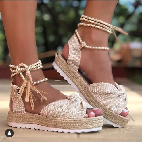 Straw wedge sandals with matched bags Just Trendy Girls