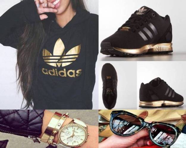 girls black and gold adidas