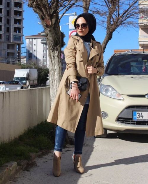 How to wear trench coat with hijab | | Just Trendy Girls