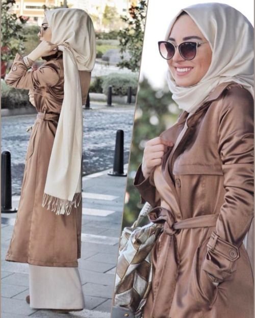 How to wear trench coat with hijab | Just Trendy Girls