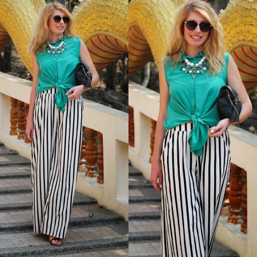 striped palazzo outfit