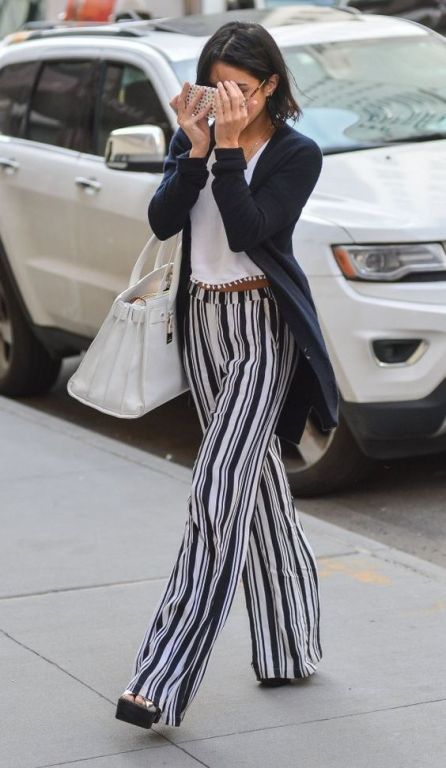 vertical striped pants outfit