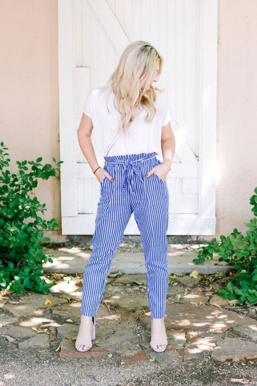 white striped pants outfit