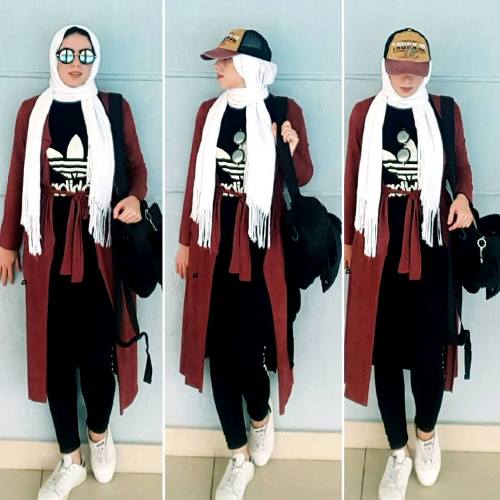 Sporty hijab with adidas sweatshirts 