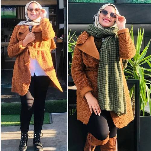 Cozy furry coats with hijab styles | | Just Trendy Girls