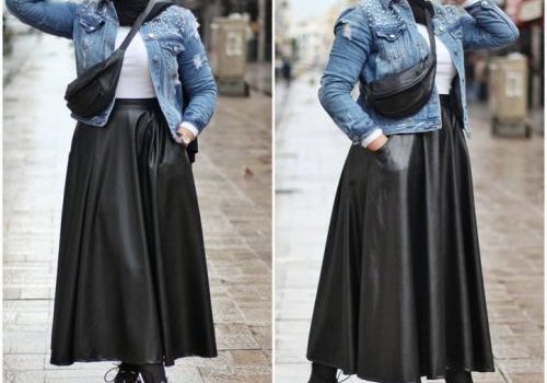 pleated leather skirt with hijab 